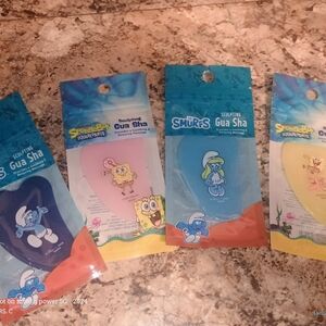 Smurfs & SpongeBob Beauty Sculpting Gua Sha Set.New 4